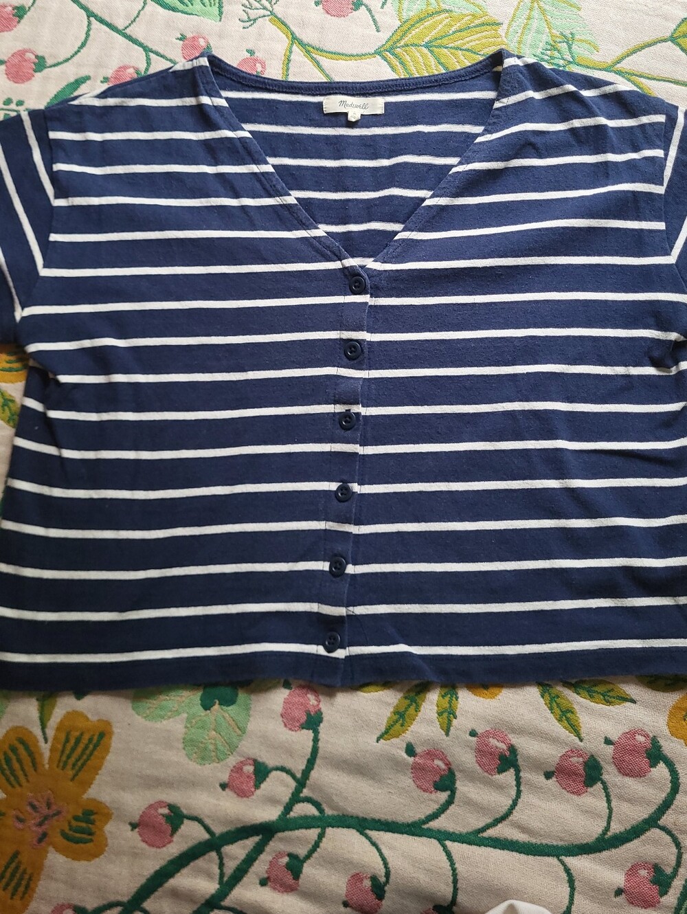 Striped Navy & White Madewell Top, Size M